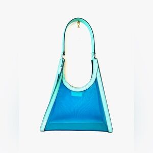 STAUD Turquoise and Aqua Triangle Shoulder Bag